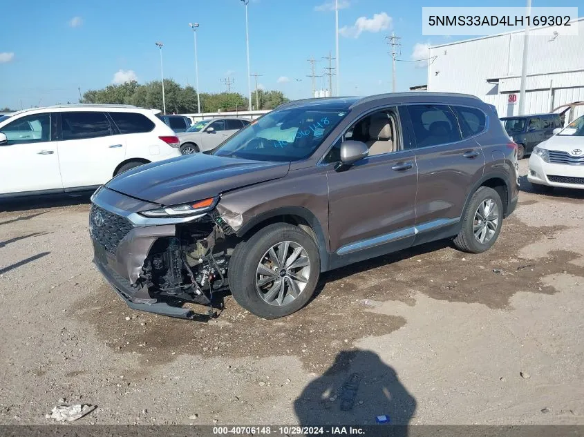 2020 Hyundai Santa Fe Sel VIN: 5NMS33AD4LH169302 Lot: 40706148