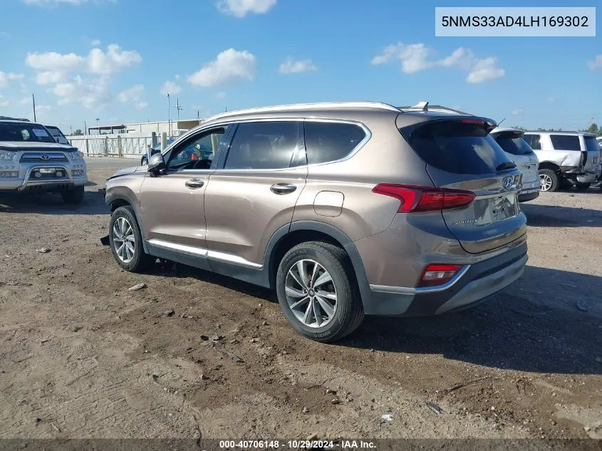 2020 Hyundai Santa Fe Sel VIN: 5NMS33AD4LH169302 Lot: 40706148