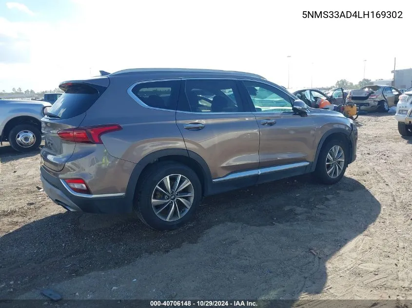 2020 Hyundai Santa Fe Sel VIN: 5NMS33AD4LH169302 Lot: 40706148