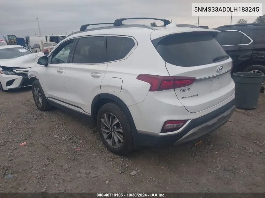 2020 Hyundai Santa Fe Sel/Sel Plus VIN: 5NMS33AD0LH183245 Lot: 40710105