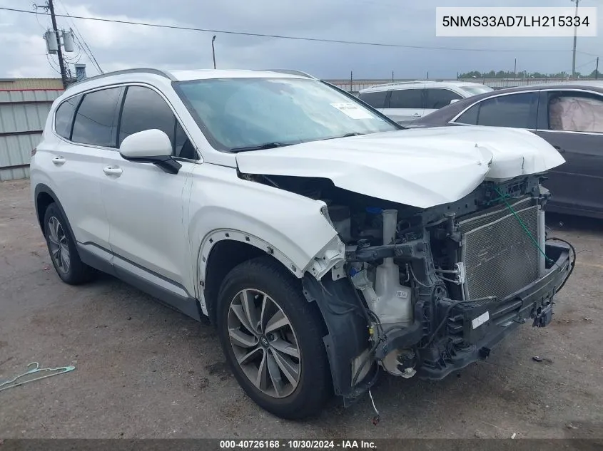 2020 Hyundai Santa Fe Sel VIN: 5NMS33AD7LH215334 Lot: 40726168