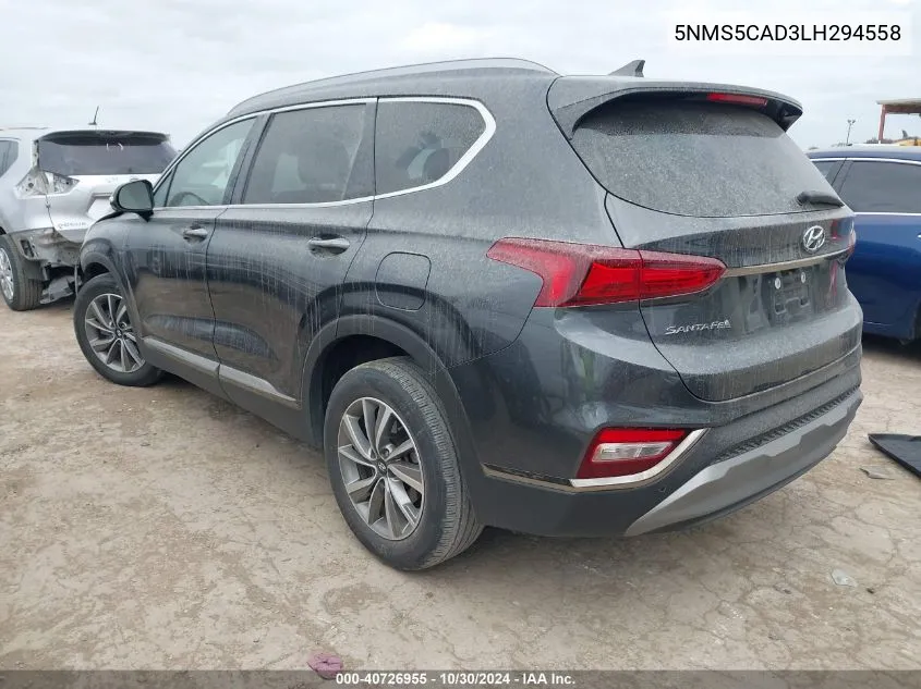 2020 Hyundai Santa Fe Limited VIN: 5NMS5CAD3LH294558 Lot: 40726955