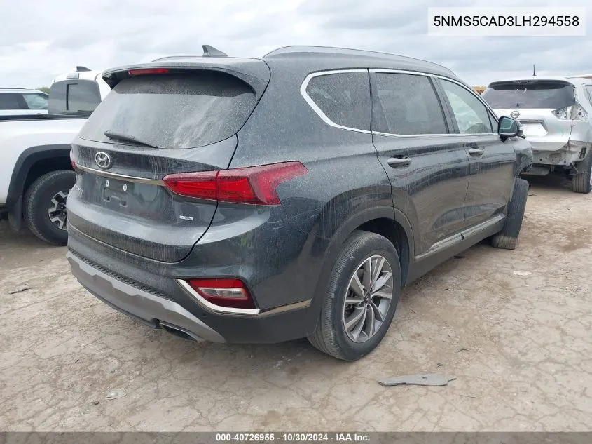 2020 Hyundai Santa Fe Limited VIN: 5NMS5CAD3LH294558 Lot: 40726955