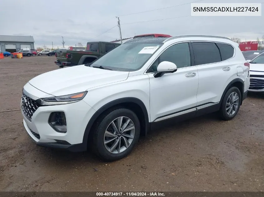 2020 Hyundai Santa Fe Limited VIN: 5NMS5CADXLH227424 Lot: 40734917