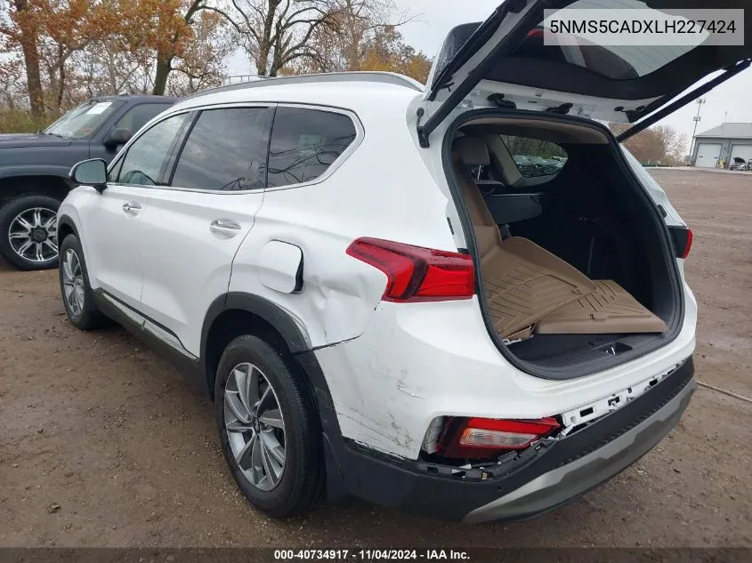 2020 Hyundai Santa Fe Limited VIN: 5NMS5CADXLH227424 Lot: 40734917