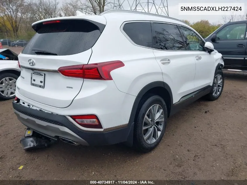 2020 Hyundai Santa Fe Limited VIN: 5NMS5CADXLH227424 Lot: 40734917