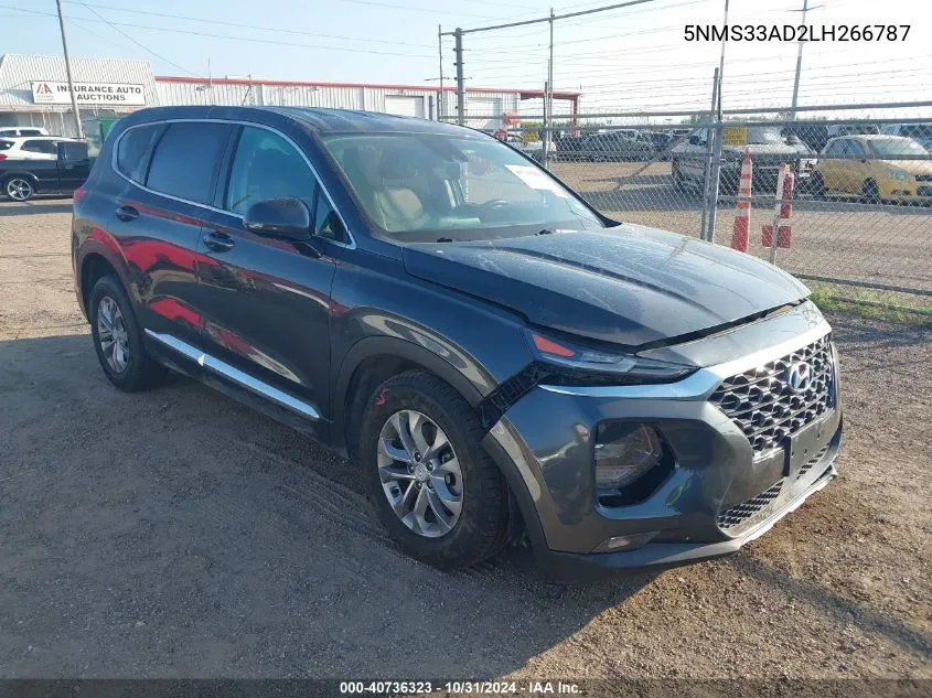 2020 Hyundai Santa Fe Sel VIN: 5NMS33AD2LH266787 Lot: 40736323