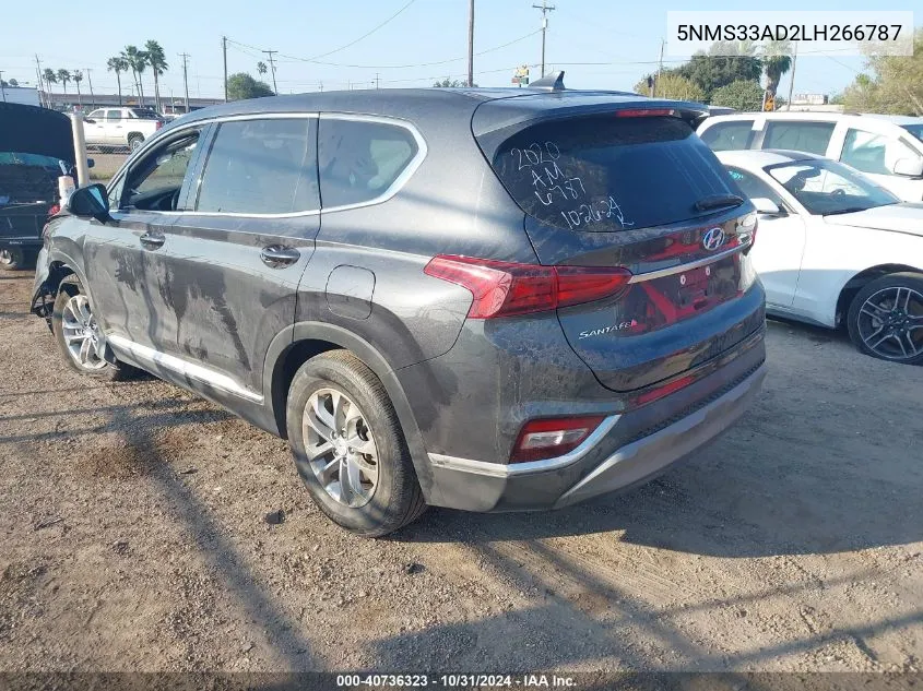 2020 Hyundai Santa Fe Sel VIN: 5NMS33AD2LH266787 Lot: 40736323