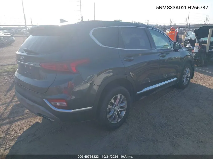 2020 Hyundai Santa Fe Sel VIN: 5NMS33AD2LH266787 Lot: 40736323