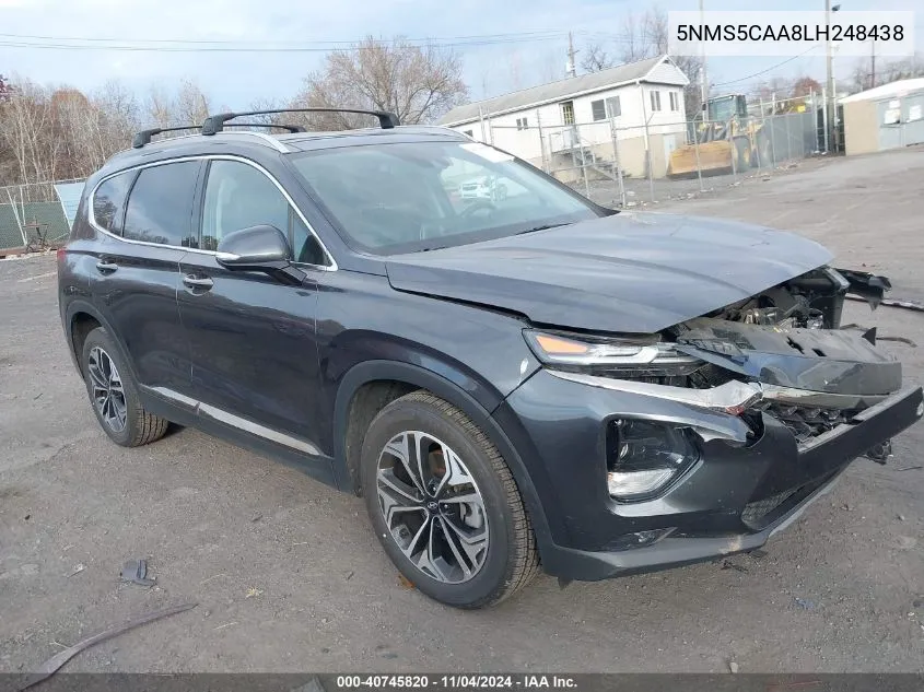 2020 Hyundai Santa Fe Limited 2.0T VIN: 5NMS5CAA8LH248438 Lot: 40745820