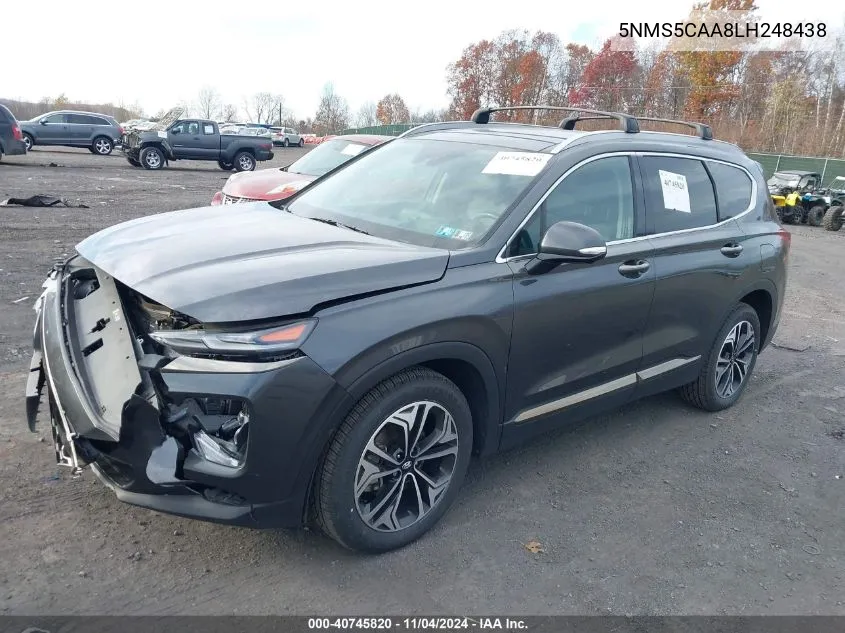 2020 Hyundai Santa Fe Limited 2.0T VIN: 5NMS5CAA8LH248438 Lot: 40745820