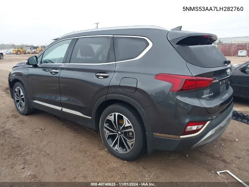 2020 Hyundai Santa Fe Limited VIN: 5NMS53AA7LH282760 Lot: 40748625