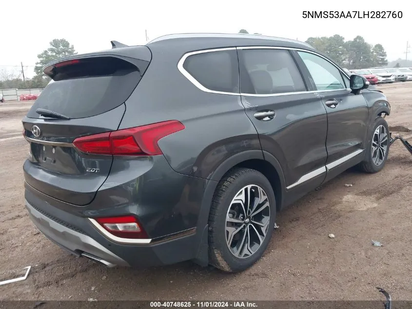 2020 Hyundai Santa Fe Limited VIN: 5NMS53AA7LH282760 Lot: 40748625