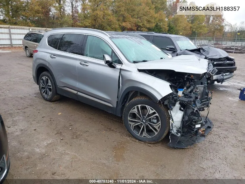 2020 Hyundai Santa Fe Limited 2.0T VIN: 5NMS5CAA3LH188357 Lot: 40753240