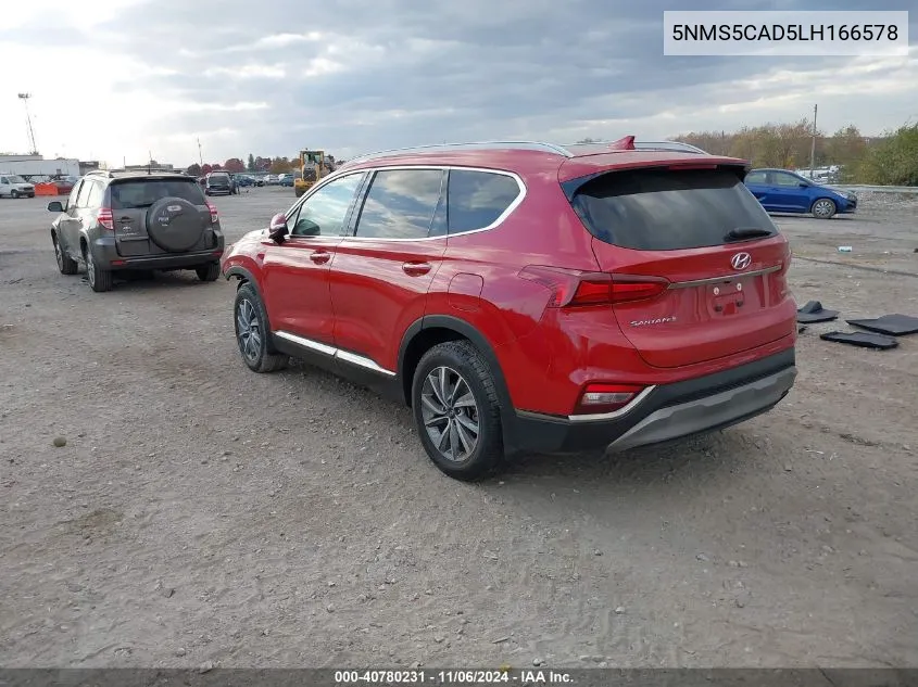 2020 Hyundai Santa Fe Limited VIN: 5NMS5CAD5LH166578 Lot: 40780231