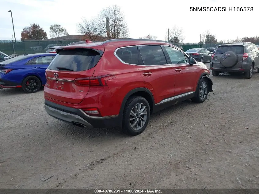 2020 Hyundai Santa Fe Limited VIN: 5NMS5CAD5LH166578 Lot: 40780231