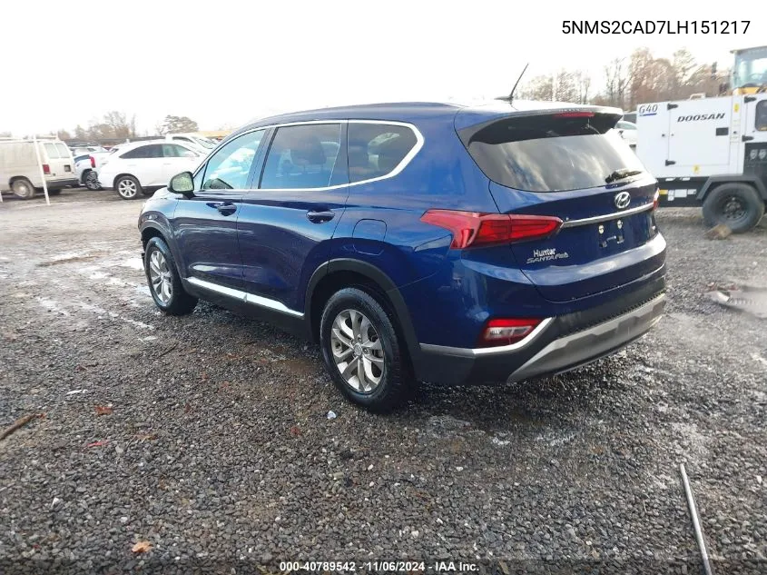 2020 Hyundai Santa Fe Se VIN: 5NMS2CAD7LH151217 Lot: 40789542