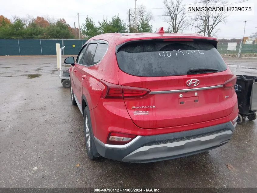 2020 Hyundai Santa Fe Sel VIN: 5NMS3CAD8LH239075 Lot: 40790112