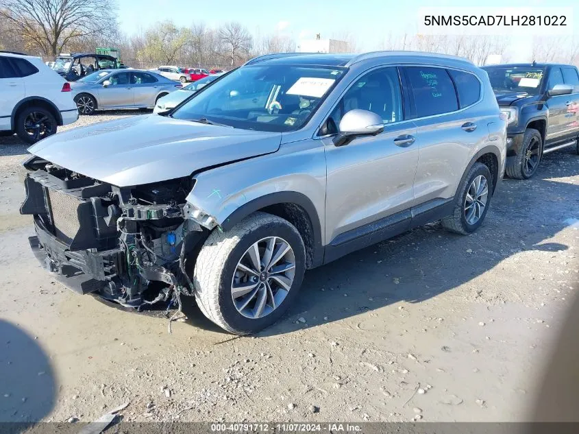 2020 Hyundai Santa Fe Limited VIN: 5NMS5CAD7LH281022 Lot: 40791712