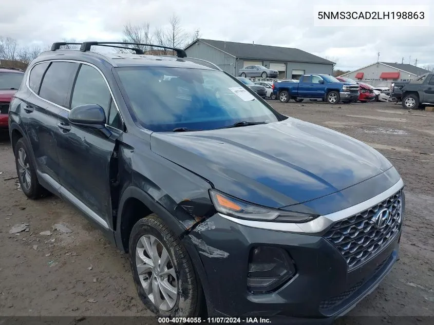 2020 Hyundai Santa Fe Sel VIN: 5NMS3CAD2LH198863 Lot: 40794055