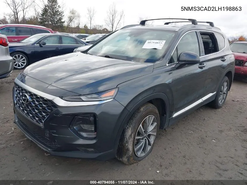 2020 Hyundai Santa Fe Sel VIN: 5NMS3CAD2LH198863 Lot: 40794055