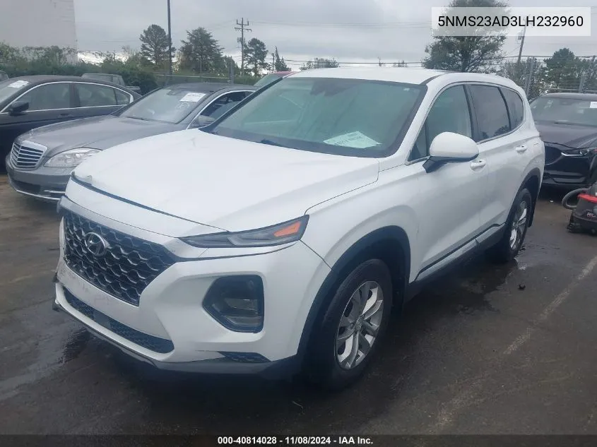 2020 Hyundai Santa Fe Se VIN: 5NMS23AD3LH232960 Lot: 40814028