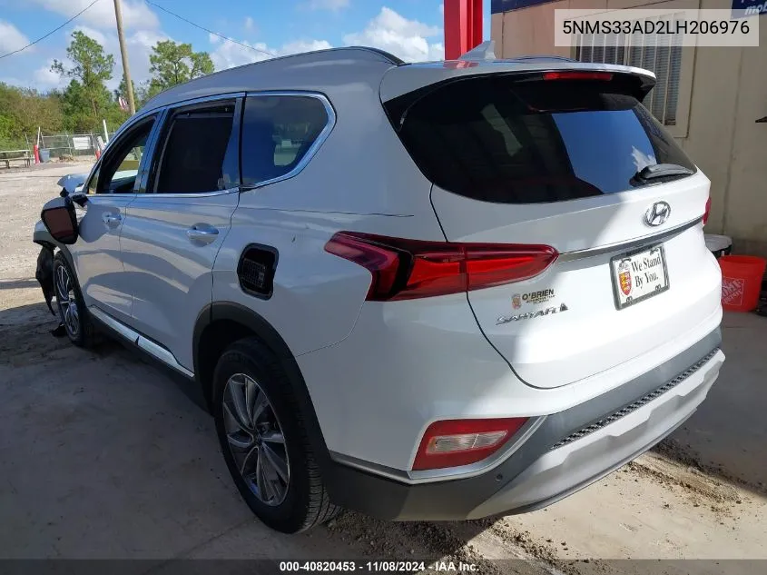 2020 Hyundai Santa Fe Sel VIN: 5NMS33AD2LH206976 Lot: 40820453