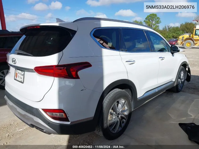 2020 Hyundai Santa Fe Sel VIN: 5NMS33AD2LH206976 Lot: 40820453