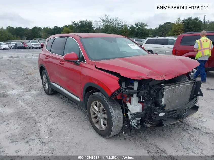 2020 Hyundai Santa Fe Sel VIN: 5NMS33AD0LH199011 Lot: 40848597