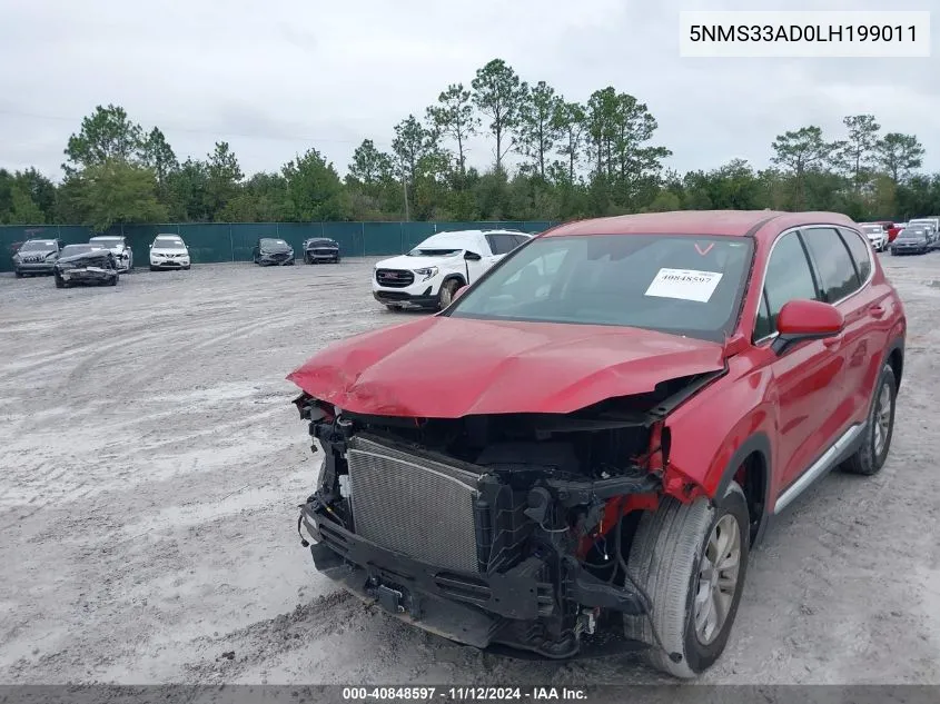 2020 Hyundai Santa Fe Sel VIN: 5NMS33AD0LH199011 Lot: 40848597