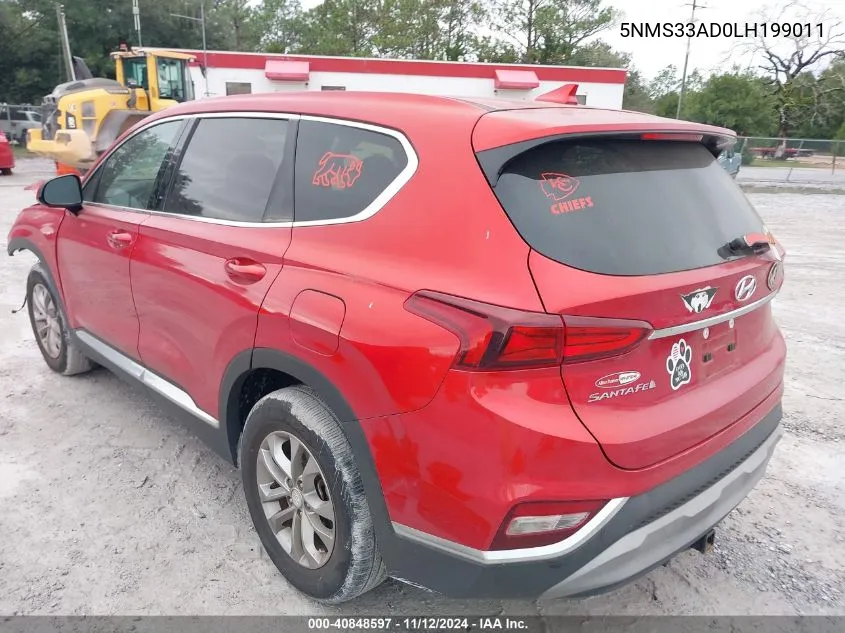 2020 Hyundai Santa Fe Sel VIN: 5NMS33AD0LH199011 Lot: 40848597