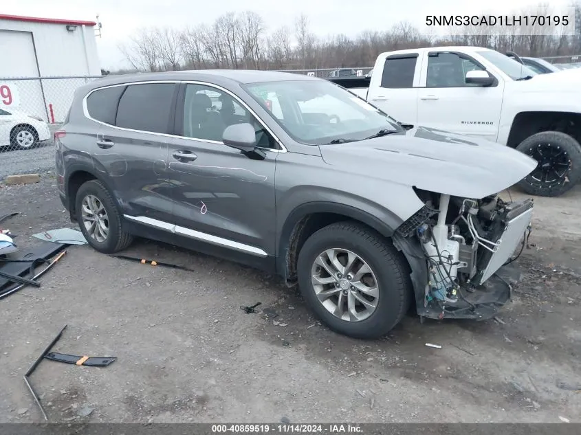 2020 Hyundai Santa Fe Sel VIN: 5NMS3CAD1LH170195 Lot: 40859519