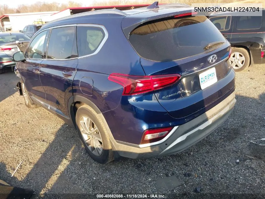 2020 Hyundai Santa Fe Sel VIN: 5NMS3CAD4LH224704 Lot: 40882088