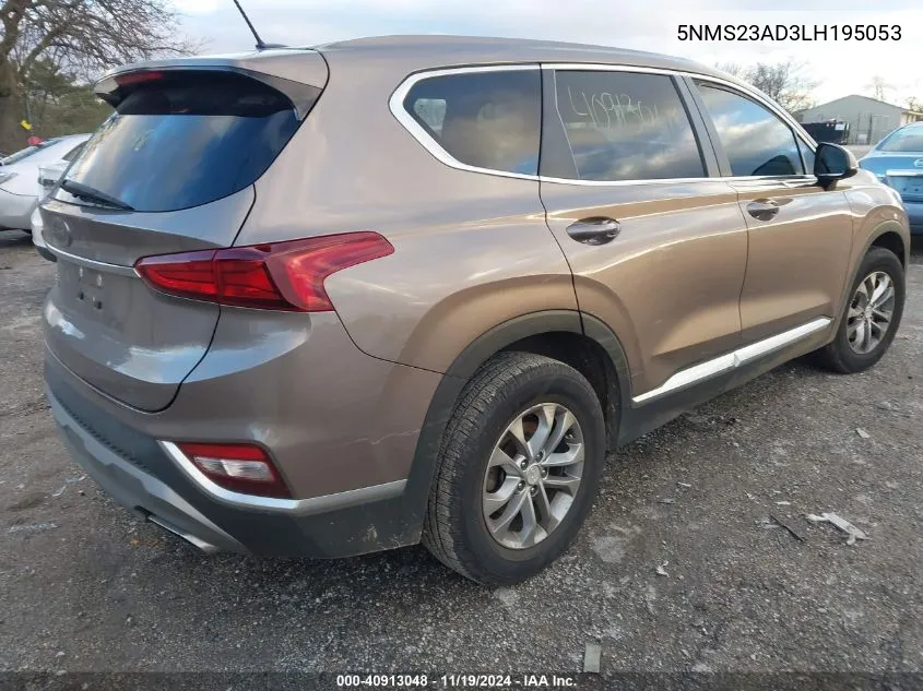 2020 Hyundai Santa Fe Se VIN: 5NMS23AD3LH195053 Lot: 40913048