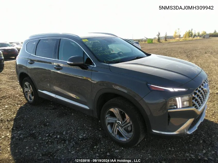 5NMS3DAJ0MH309942 2021 Hyundai Santa Fe Sel