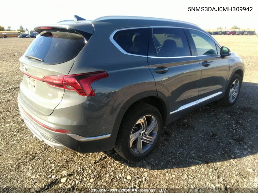 5NMS3DAJ0MH309942 2021 Hyundai Santa Fe Sel