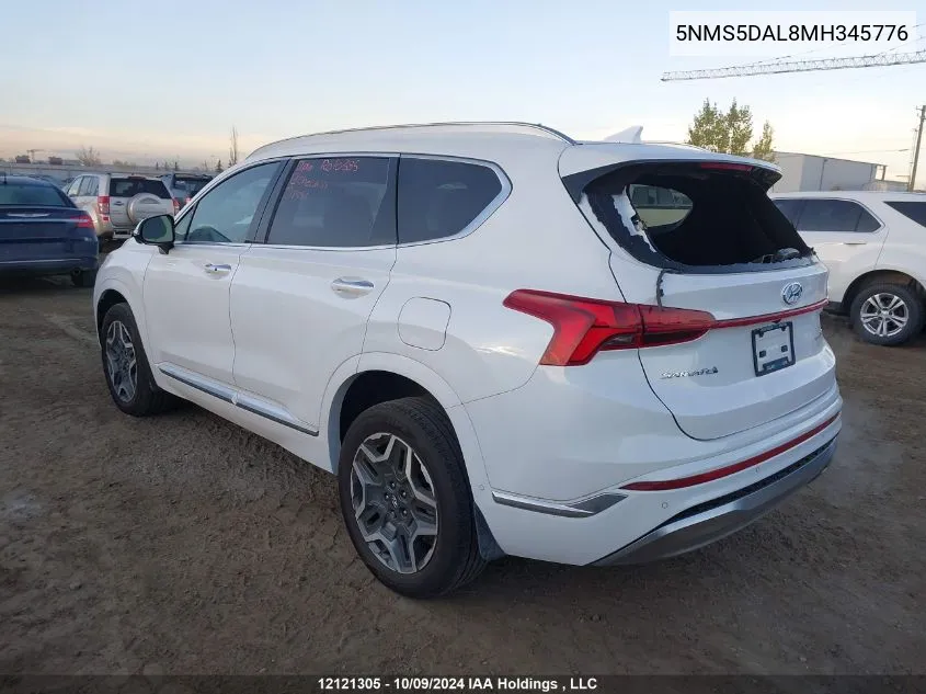 2021 Hyundai Santa Fe Calligraphy VIN: 5NMS5DAL8MH345776 Lot: 12121305