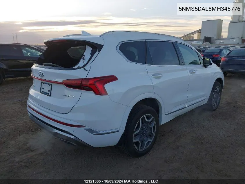 2021 Hyundai Santa Fe Calligraphy VIN: 5NMS5DAL8MH345776 Lot: 12121305