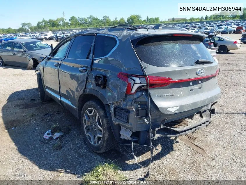 2021 Hyundai Santa Fe Limited VIN: 5NMS4DAL2MH306944 Lot: 39742101