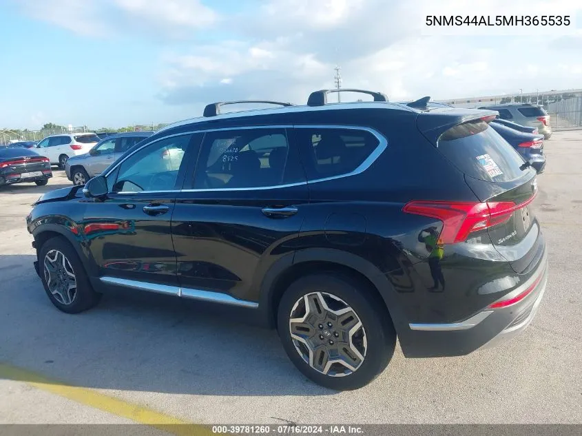 2021 Hyundai Santa Fe Limited VIN: 5NMS44AL5MH365535 Lot: 39781260