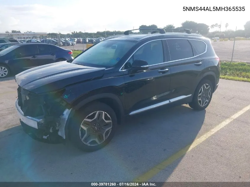 2021 Hyundai Santa Fe Limited VIN: 5NMS44AL5MH365535 Lot: 39781260