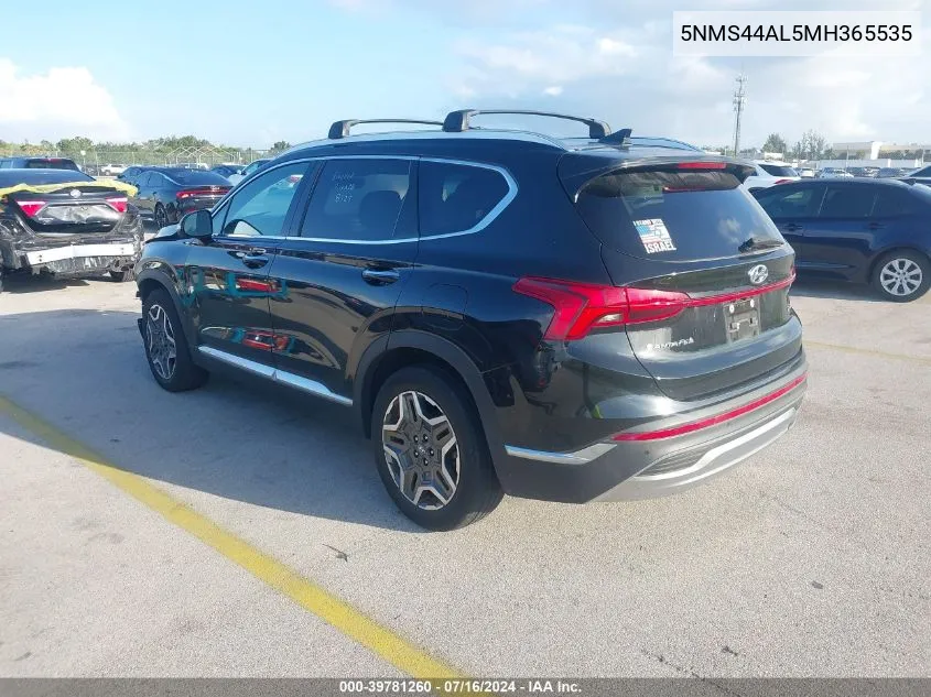 2021 Hyundai Santa Fe Limited VIN: 5NMS44AL5MH365535 Lot: 39781260