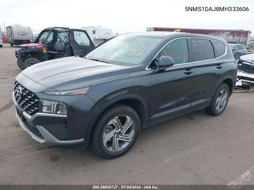 2021 Hyundai Santa Fe Se VIN: 5NMS1DAJ8MH333606 Lot: 39930727