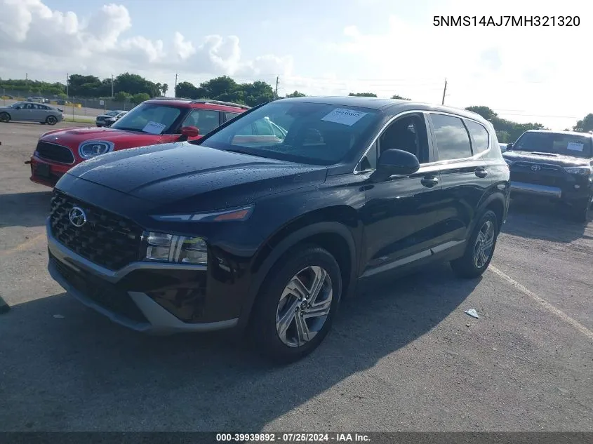 2021 Hyundai Santa Fe Se VIN: 5NMS14AJ7MH321320 Lot: 39939892