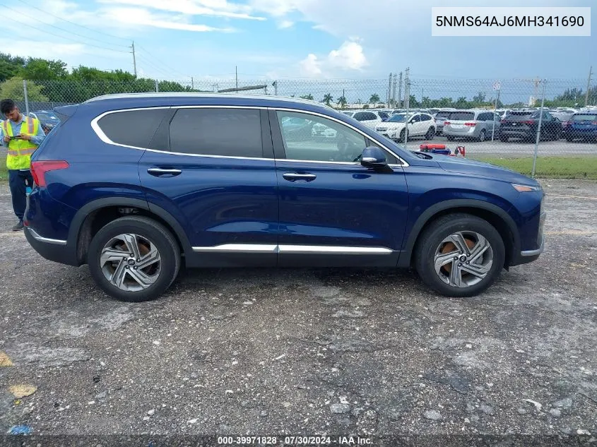 2021 Hyundai Santa Fe Sel VIN: 5NMS64AJ6MH341690 Lot: 39971828