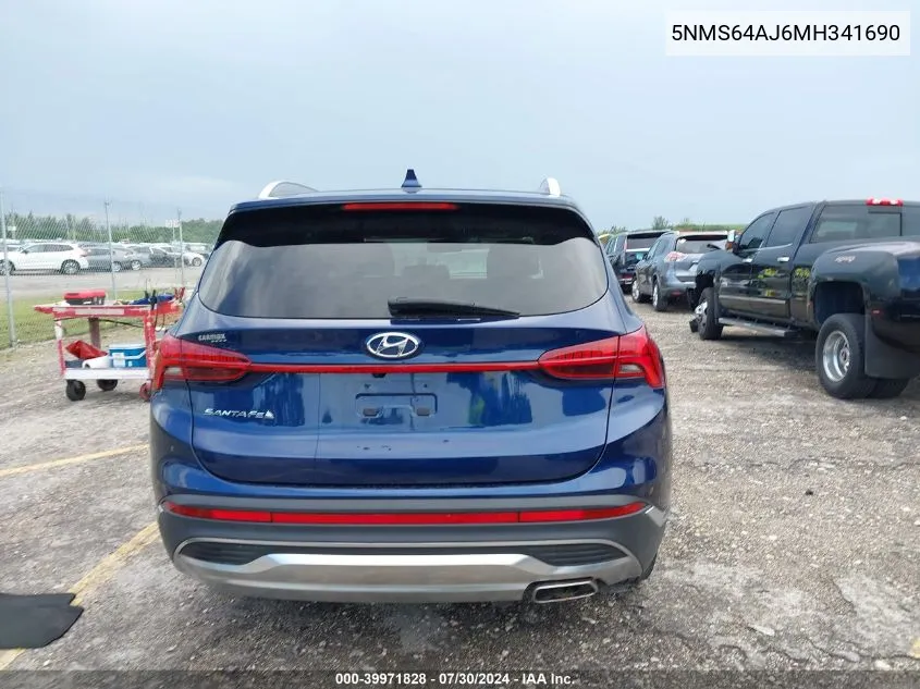 2021 Hyundai Santa Fe Sel VIN: 5NMS64AJ6MH341690 Lot: 39971828