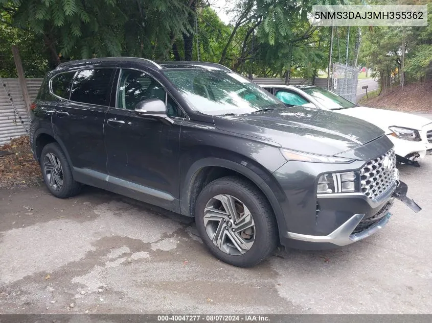 2021 Hyundai Santa Fe Sel VIN: 5NMS3DAJ3MH355362 Lot: 40047277