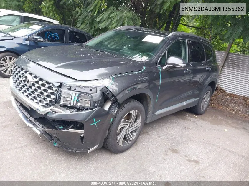 5NMS3DAJ3MH355362 2021 Hyundai Santa Fe Sel