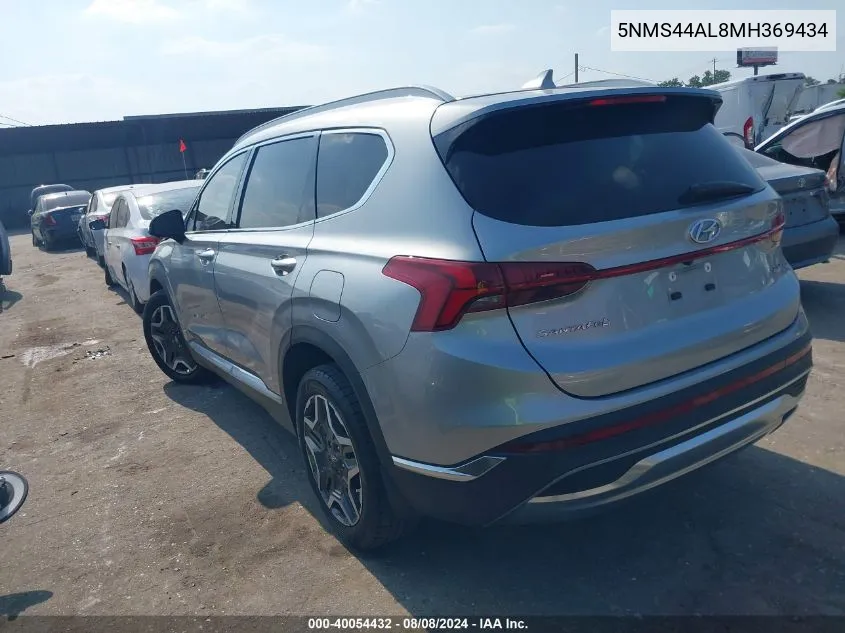 2021 Hyundai Santa Fe Limited VIN: 5NMS44AL8MH369434 Lot: 40054432