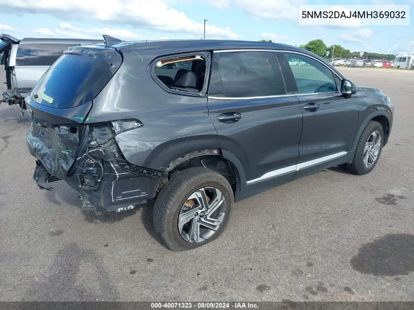 2021 Hyundai Santa Fe Sel VIN: 5NMS2DAJ4MH369032 Lot: 40071323